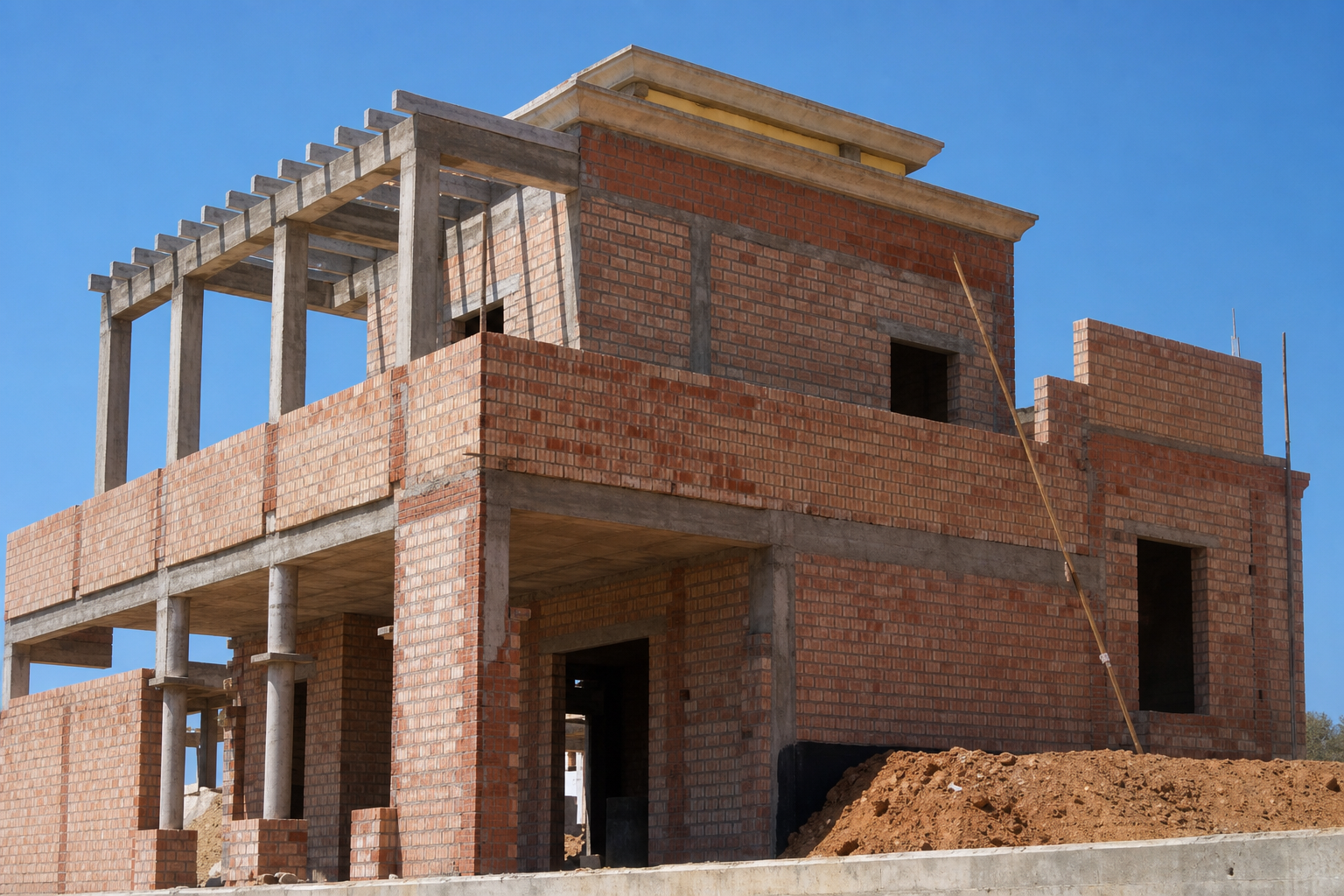 Casa de ladrillo en construcción