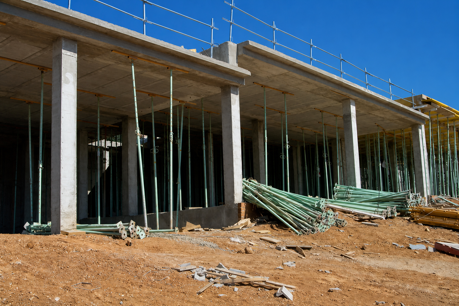 Obra com chapas de cofragem tratadas com Desmolnet