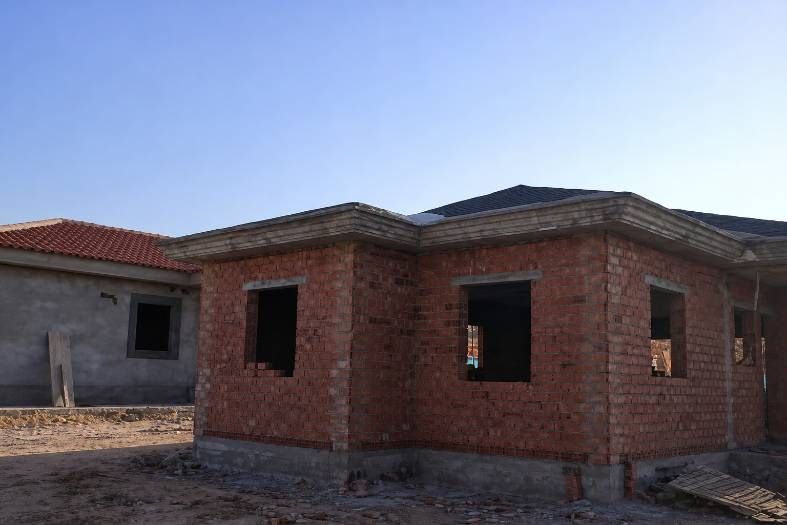 Casa de ladrillo en construcción